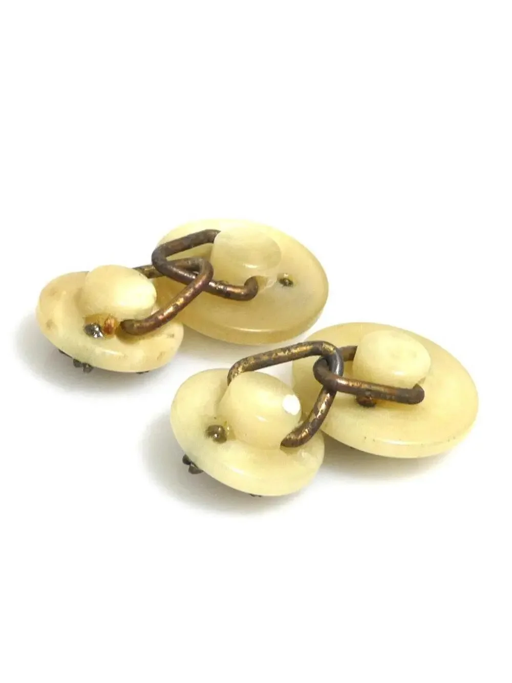 Auth Hermes Cufflinks Beige/Gold #293946H11B
